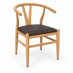 JYX-114 Black Seat Wishbone-Style Dining Chair right 45-degree view