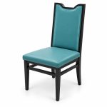 JYX-116 Teal High-Back Upholstered Dining Chair left 45-degree view