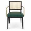 JYX-118 Green Seat Cane-Back Dining Armchair