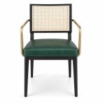 JYX-118 Green Seat Cane-Back Dining Armchair front view