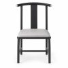 JYX-120 White Seat Black Curved-Back Dining Chair
