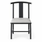 JYX-120 White Seat Black Curved-Back Dining Chair front view