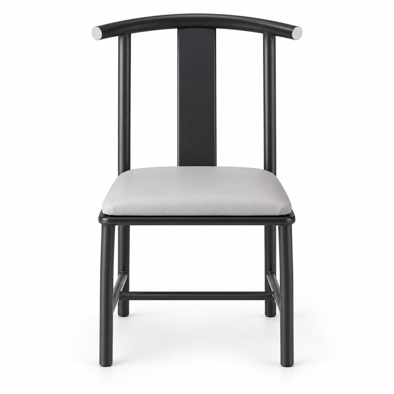 JYX-120 White Seat Black Curved-Back Dining Chair