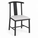 JYX-120 White Seat Black Curved-Back Dining Chair right 45-degree view