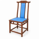 JYX-121 Blue Seat Traditional-Style Dining Chair left 45-degree view