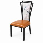 JYX-122 Floral-Panel Decorative Dining Chair left 45-degree view