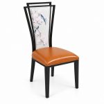 JYX-122 Floral-Panel Decorative Dining Chair right 45-degree view