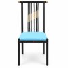 JYX-123 Blue Seat Black Slat-Back Dining Chair