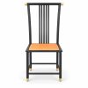 JYX-124 Orange Seat Black Slat-Back Dining Chair
