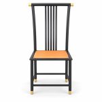 JYX-124 Orange Seat Black Slat-Back Dining Chair front view