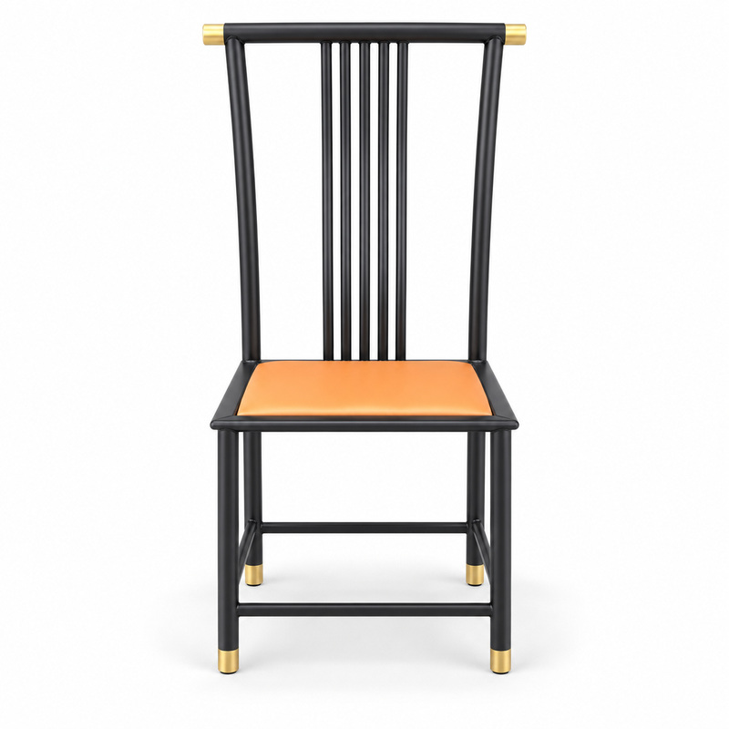 JYX-124 Orange Seat Black Slat-Back Dining Chair