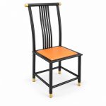 JYX-124 Orange Seat Black Slat-Back Dining Chair right 45-degree view