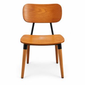 JYX-125 Brown Curved-Back Dining Chair front view