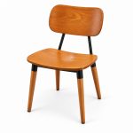 JYX-125 Brown Curved-Back Dining Chair left 45-degree view