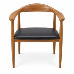 JYX-126 Black Seat Curved-Frame Dining Armchair front view