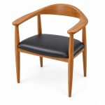 JYX-126 Black Seat Curved-Frame Dining Armchair left 45-degree view