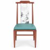 JYX-128 Turquoise Seat Floral-Panel Dining Chair