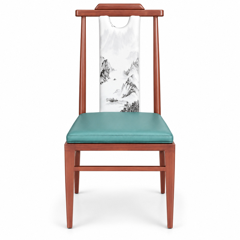 JYX-128 Turquoise Seat Floral-Panel Dining Chair