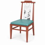 JYX-128 Turquoise Seat Floral-Panel Dining Chair left 45-degree view