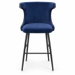JYX-131 Blue Wingback Upholstered Bar Stool front view
