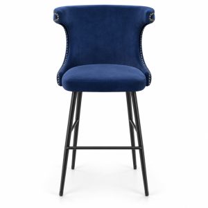 Blue Wingback Upholstered Bar Stool