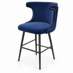 JYX-131 Blue Wingback Upholstered Bar Stool left 45-degree view