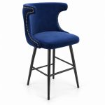 JYX-131 Blue Wingback Upholstered Bar Stool right 45-degree view
