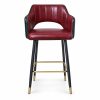 JYX-132 Burgundy Open-Back Upholstered Bar Stool