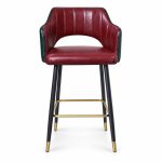 JYX-132 Burgundy Open-Back Upholstered Bar Stool front view