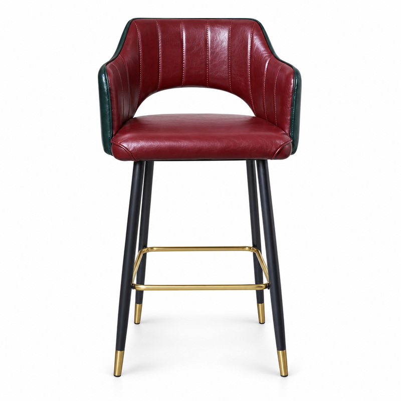 JYX-132 Burgundy Open-Back Upholstered Bar Stool
