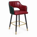 JYX-132 Burgundy Open-Back Upholstered Bar Stool right 45-degree view