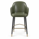 JYX-133 Olive Green Curved-Back Bar Stool front view