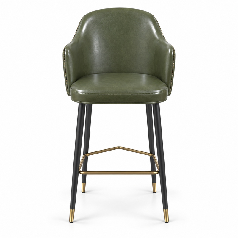 JYX-133 Olive Green Curved-Back Bar Stool