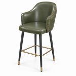 JYX-133 Olive Green Curved-Back Bar Stool right 45-degree view