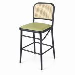 JYX-134 Green Seat Cane-Back Bar Stool left 45-degree view