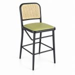 JYX-134 Green Seat Cane-Back Bar Stool right 45-degree view