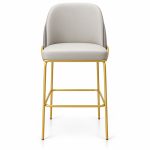 JYX-135 Gray Upholstered Gold-Frame Bar Stool front view