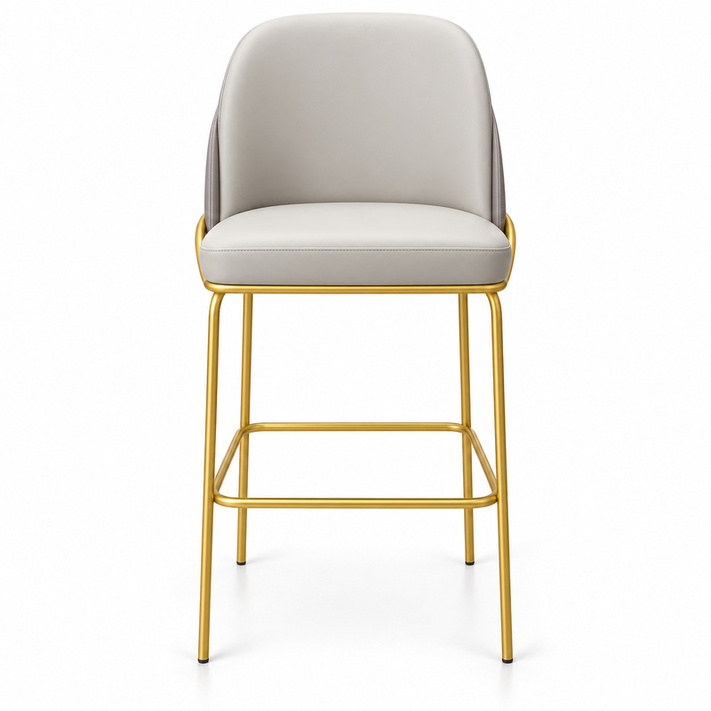 JYX-135 Gray Upholstered Gold-Frame Bar Stool
