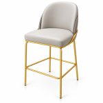 JYX-135 Gray Upholstered Gold-Frame Bar Stool left 45-degree view