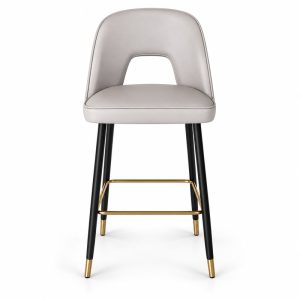 White Open-Back Upholstered Bar Stool
