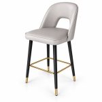JYX-139 White Open-Back Upholstered Bar Stool left 45-degree view