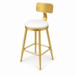 JYX-140 White Round-Seat Gold-Frame Bar Stool left 45-degree view