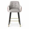 JYX-141 Gray Button-Tufted Bar Stool