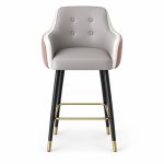 JYX-141 Gray Button-Tufted Bar Stool front view