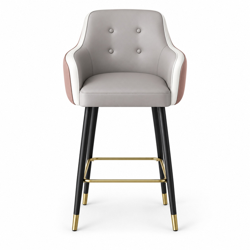 JYX-141 Gray Button-Tufted Bar Stool