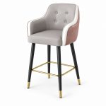 JYX-141 Gray Button-Tufted Bar Stool left 45-degree view