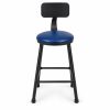 JYX-142 Blue Round-Seat Black-Frame Bar Stool