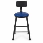 JYX-142 Blue Round-Seat Black-Frame Bar Stool front view