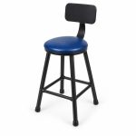 JYX-142 Blue Round-Seat Black-Frame Bar Stool left 45-degree view