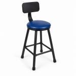 JYX-142 Blue Round-Seat Black-Frame Bar Stool right 45-degree view